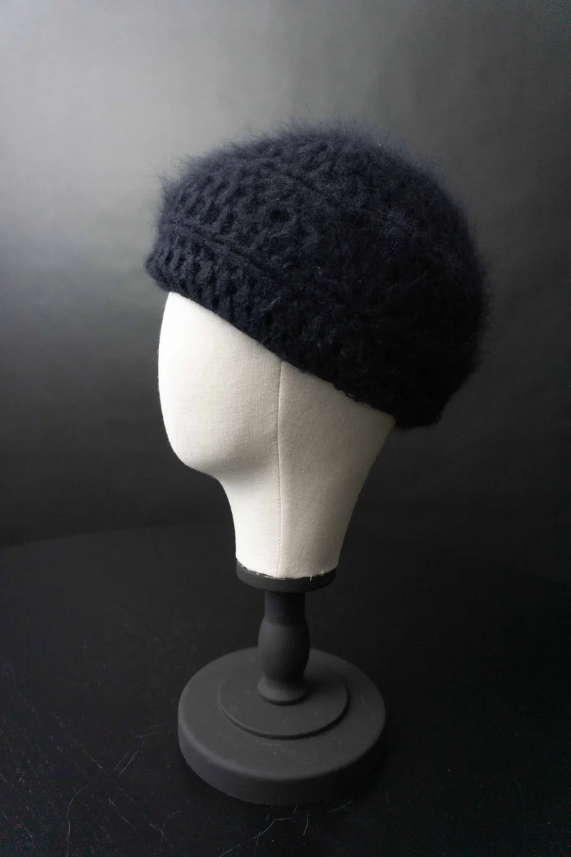Vintage Angora Mütze Navy, S–M