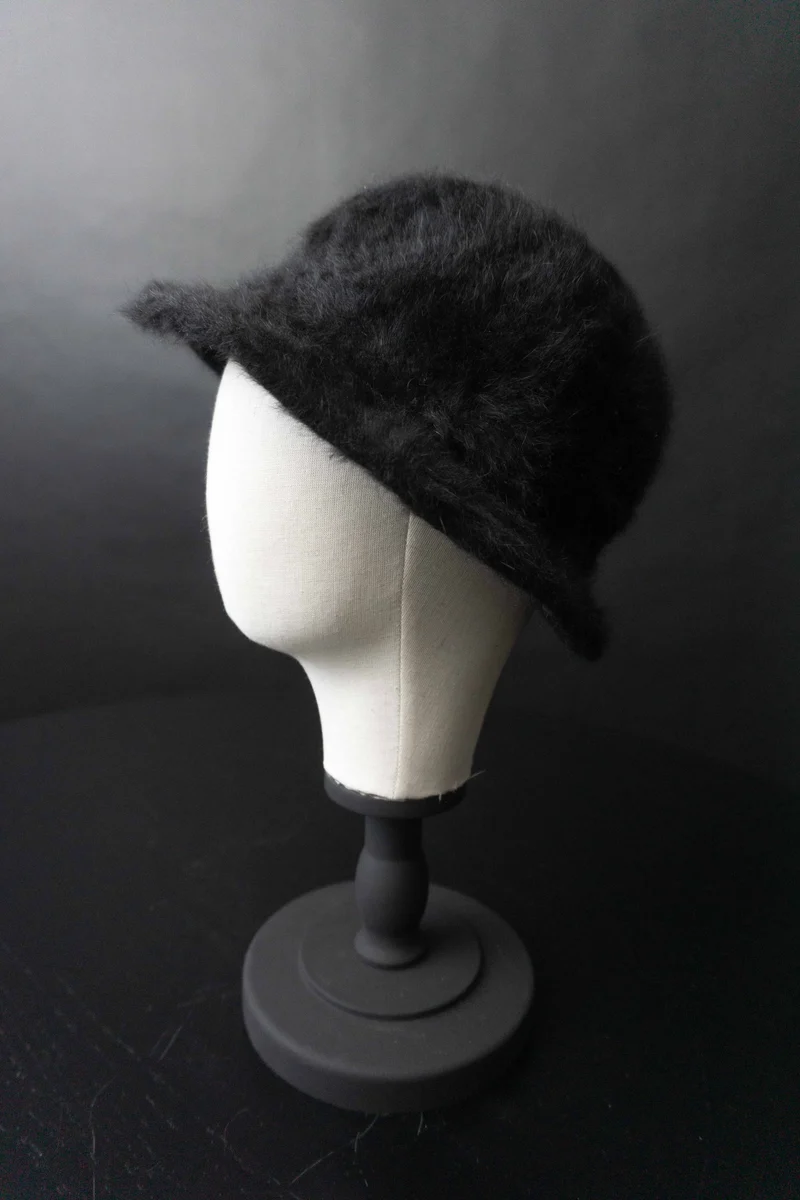 Vintage Hut Angora, Schwarz, M