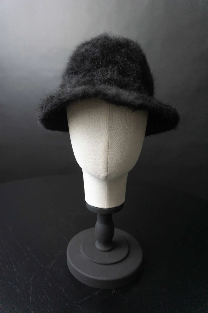 Vintage Hut Angora, Schwarz, M