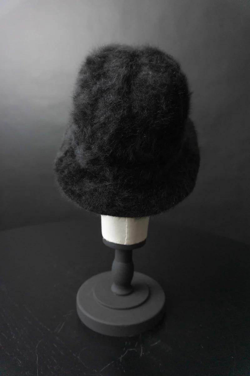 Vintage Hut Angora, Schwarz, M