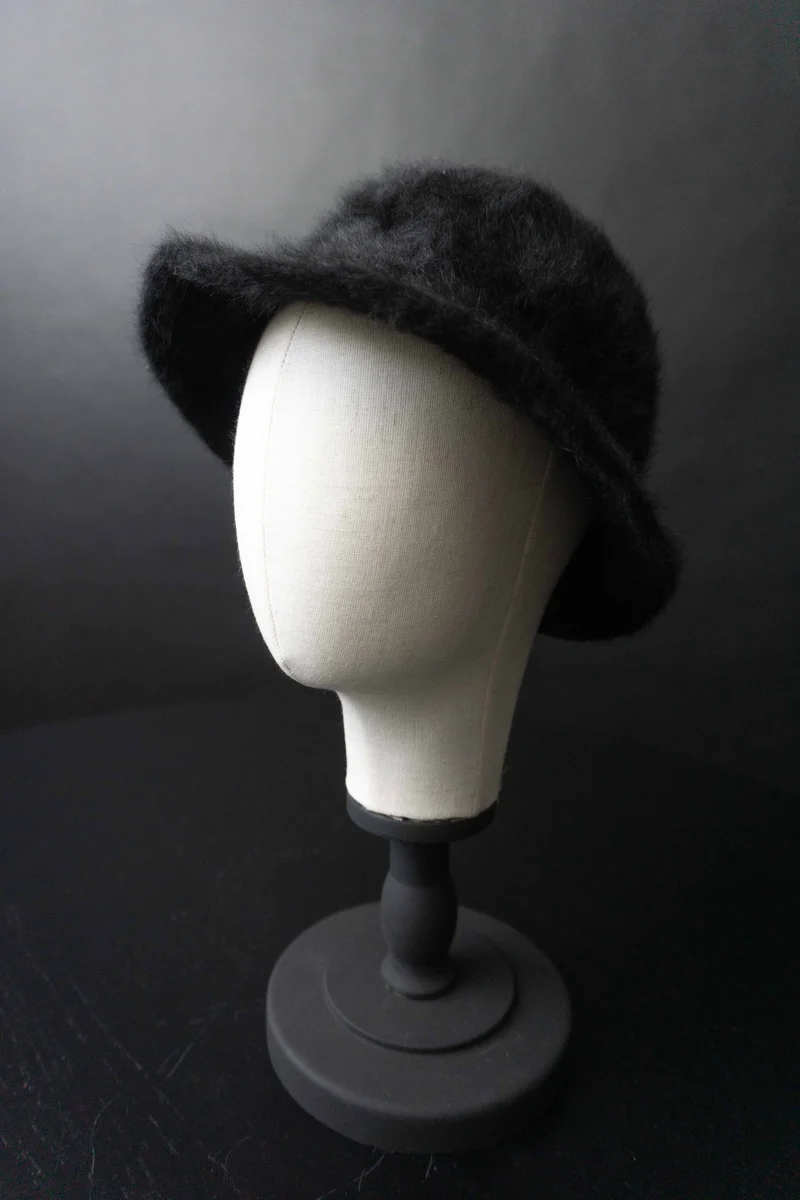 Vintage Hut Angora, Schwarz, M