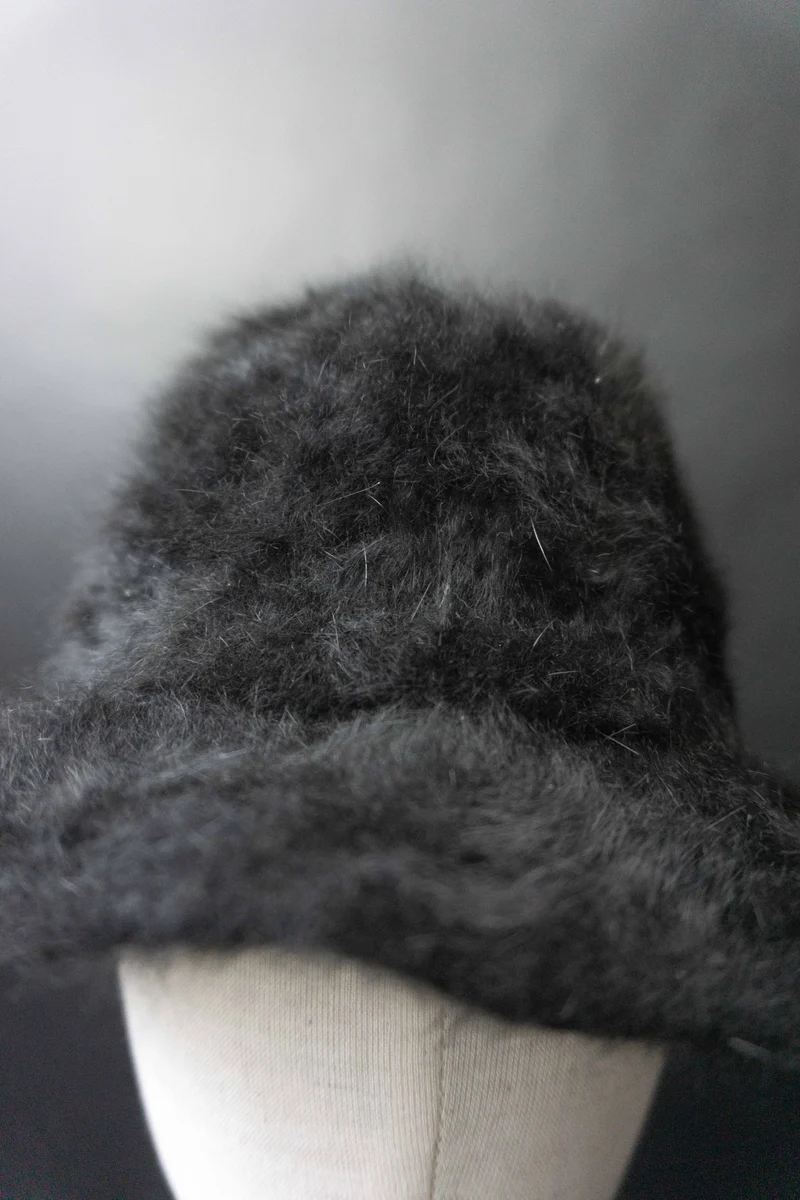 Vintage Hut Angora, Schwarz, M