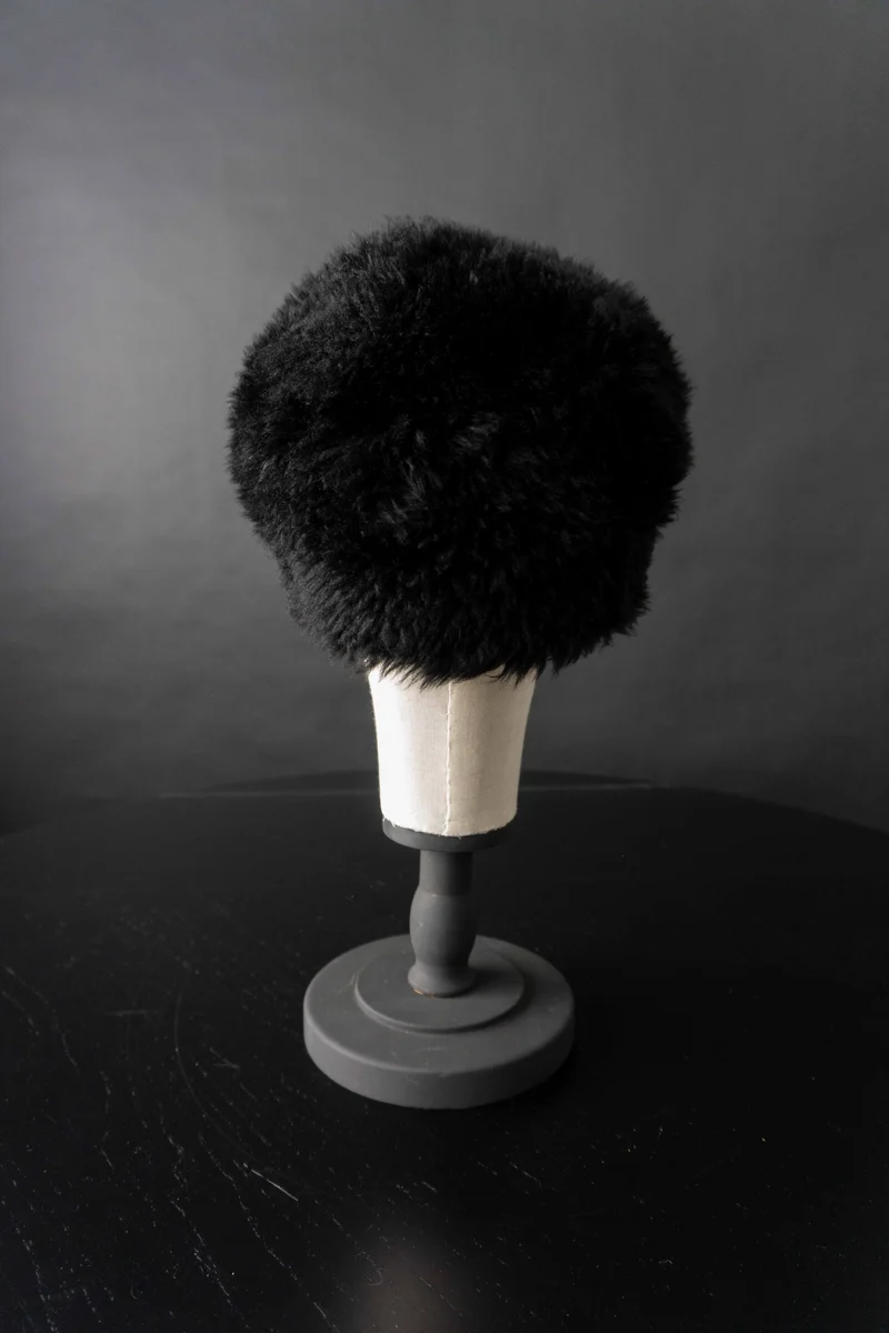 Vintage Fake Fur Pillbox Mütze, S