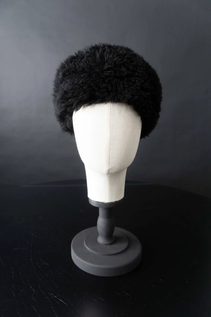 Vintage Fake Fur Pillbox Mütze, S