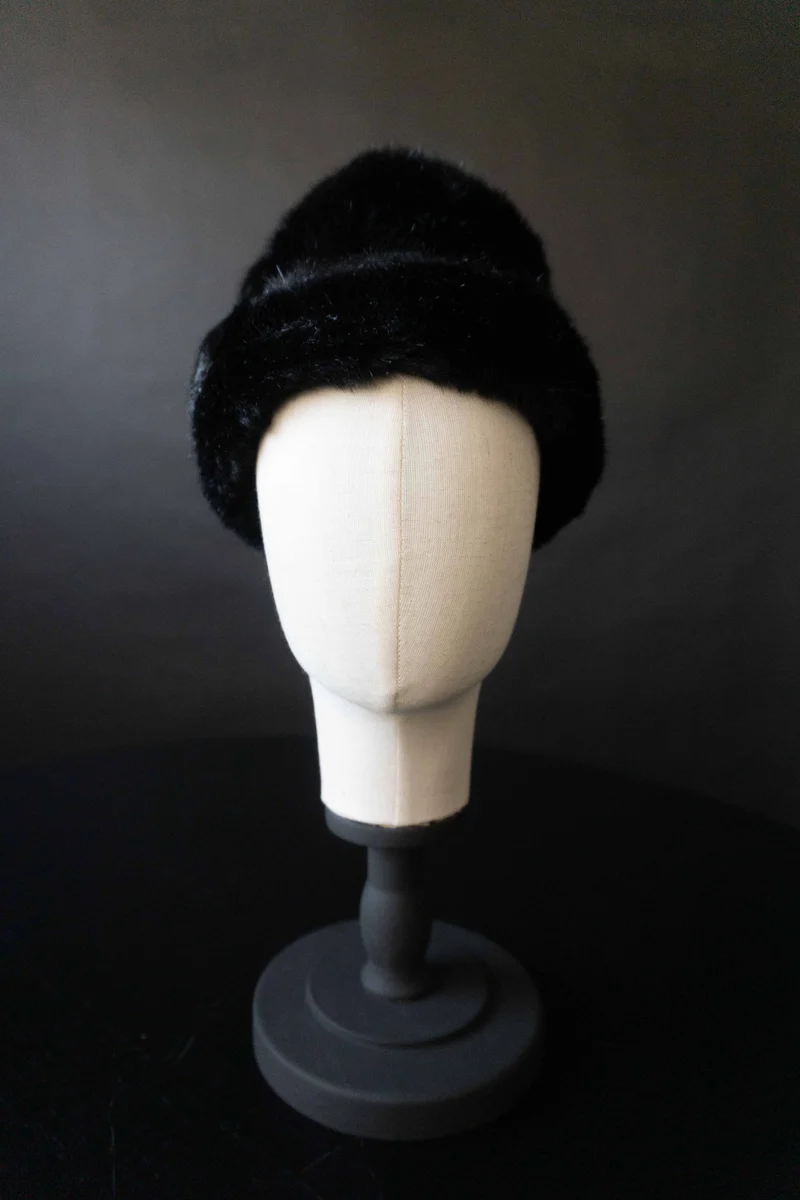 Vintage Fake Fur Mütze Pillbox, S