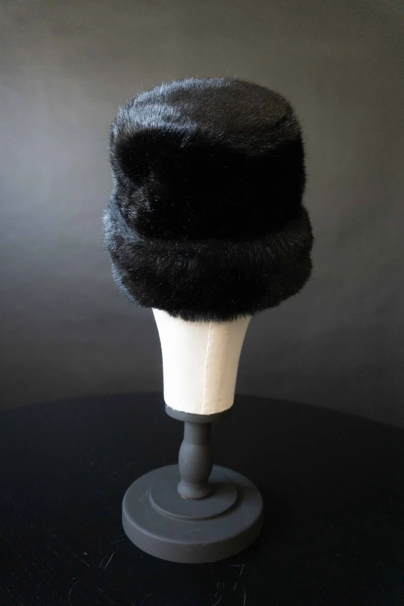 Vintage Fake Fur Mütze Pillbox, S