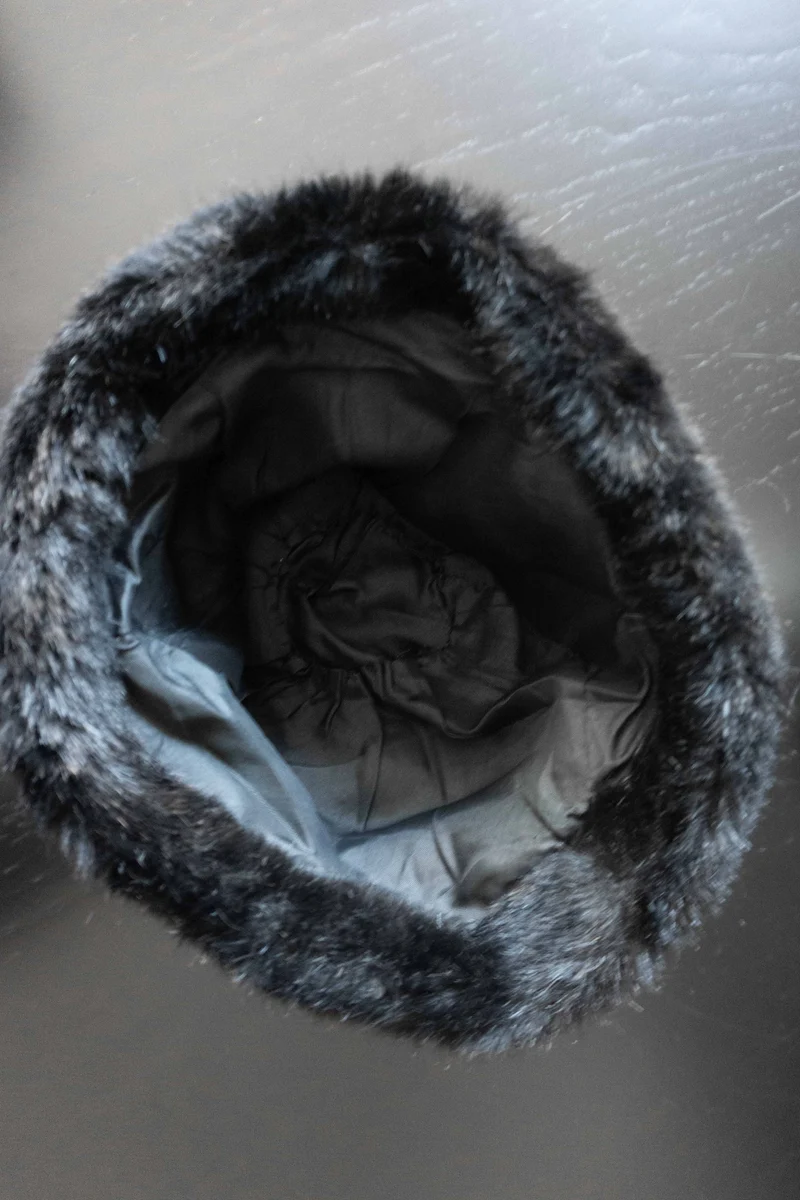Vintage Fake Fur Mütze Pillbox, S