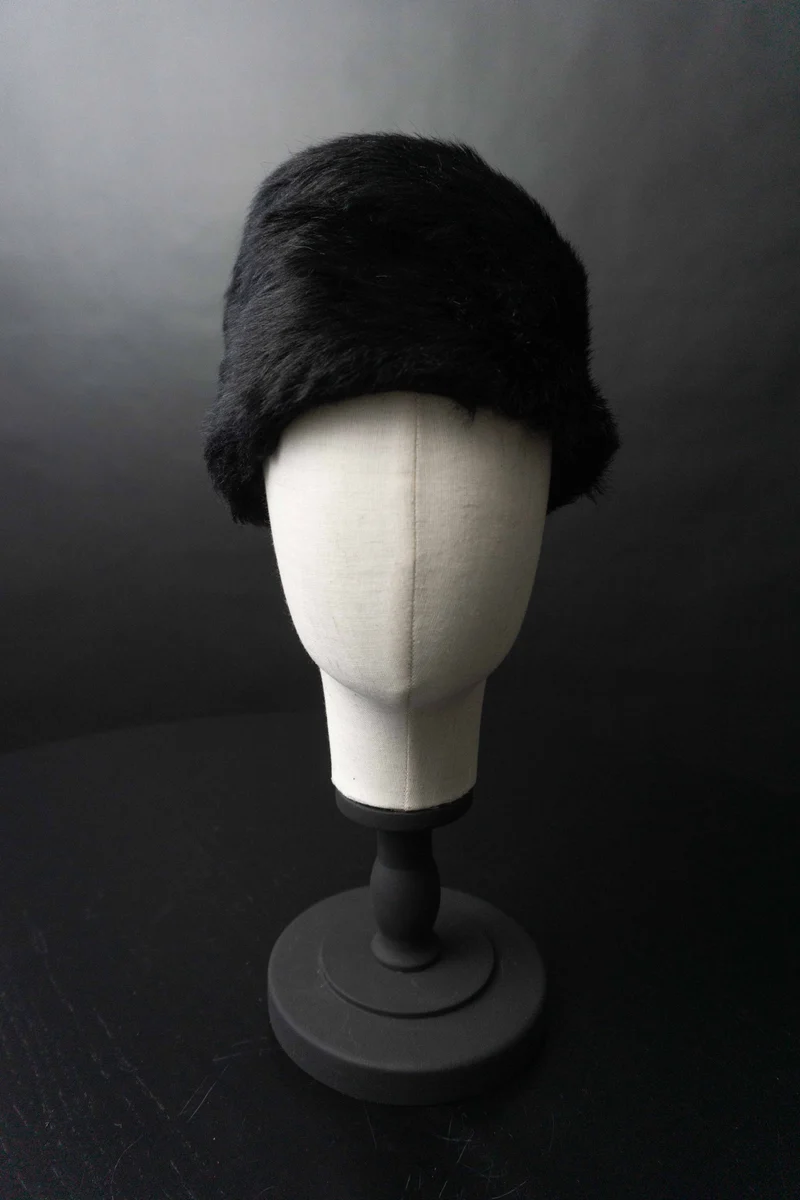 Vintage Fake Fur Mütze Pillbox, M