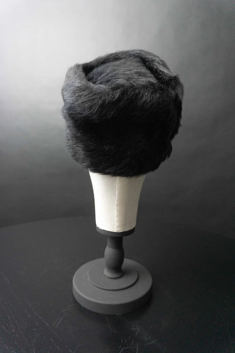 Vintage Fake Fur Mütze Pillbox, M