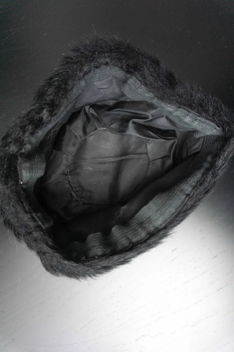 Vintage Fake Fur Mütze Pillbox, M