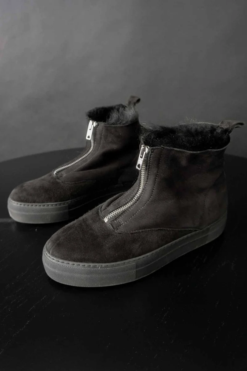Y2K Platform Boots, Lammfell, 38/39