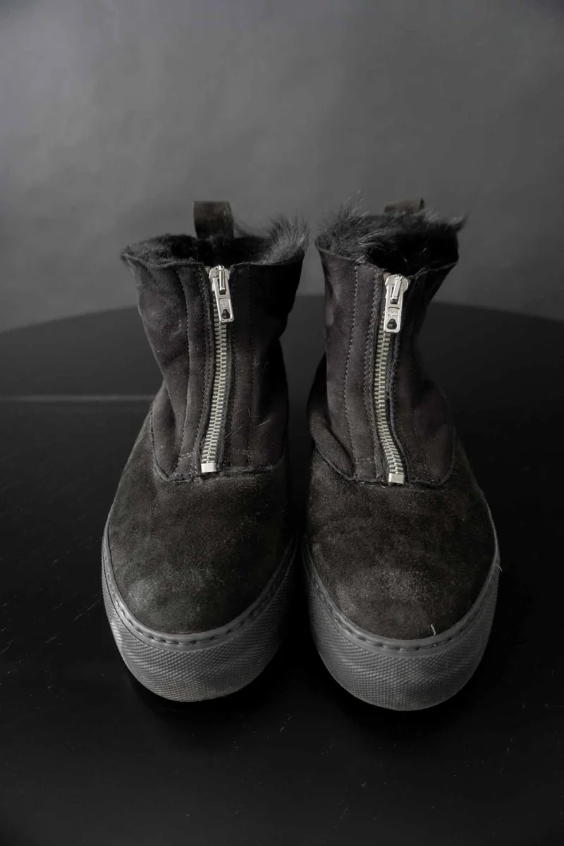 Y2K Platform Boots, Lammfell, 38/39