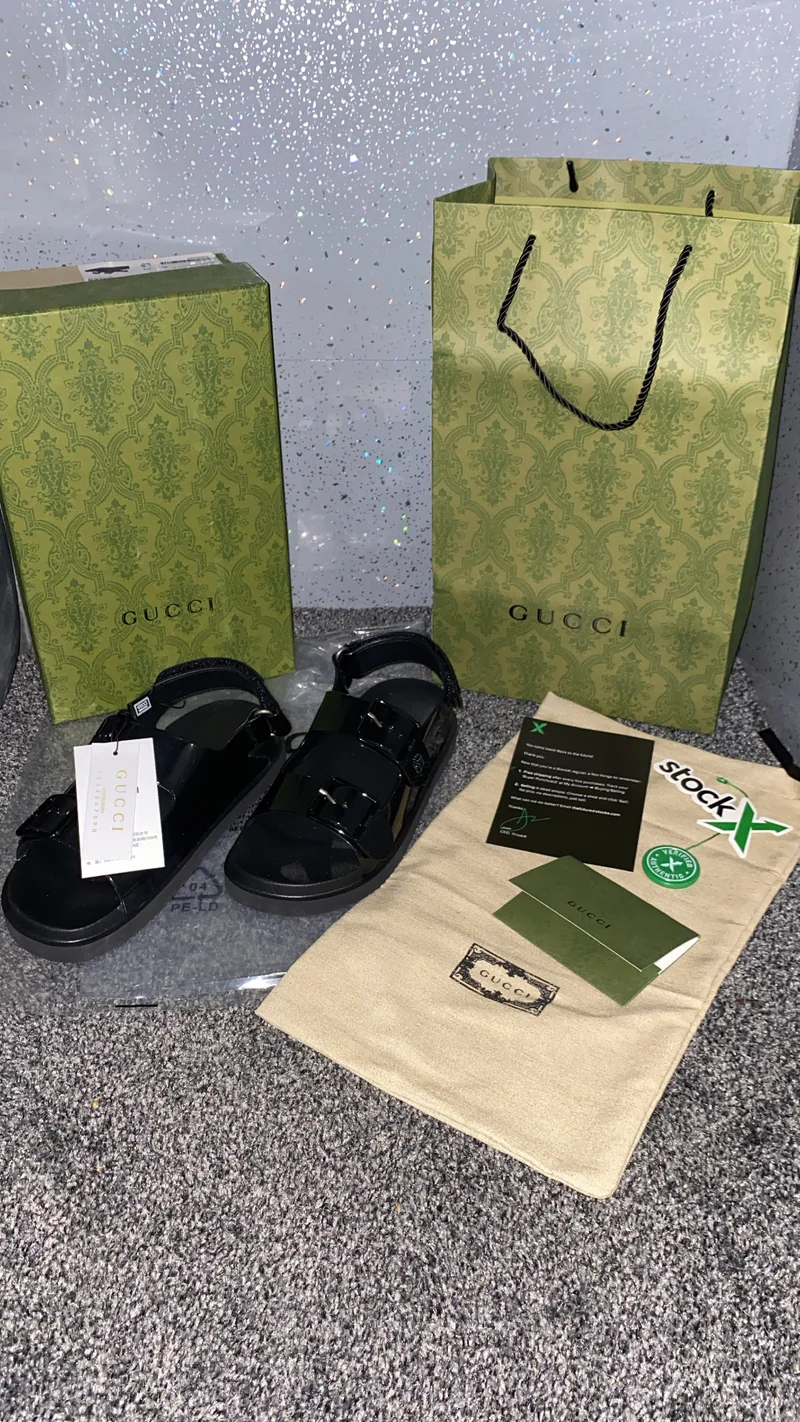 Black G Strapped Sandals