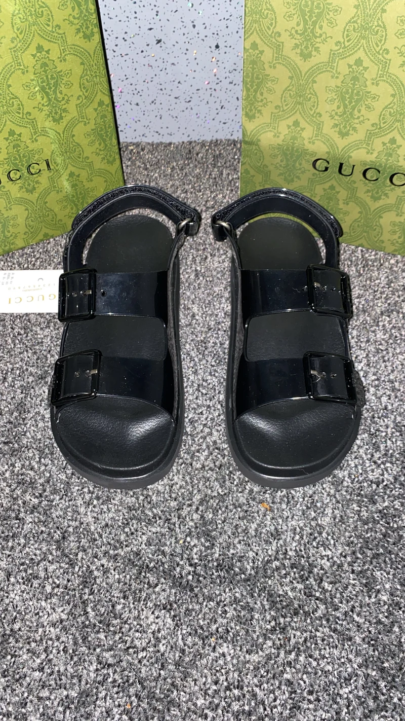 Black G Strapped Sandals