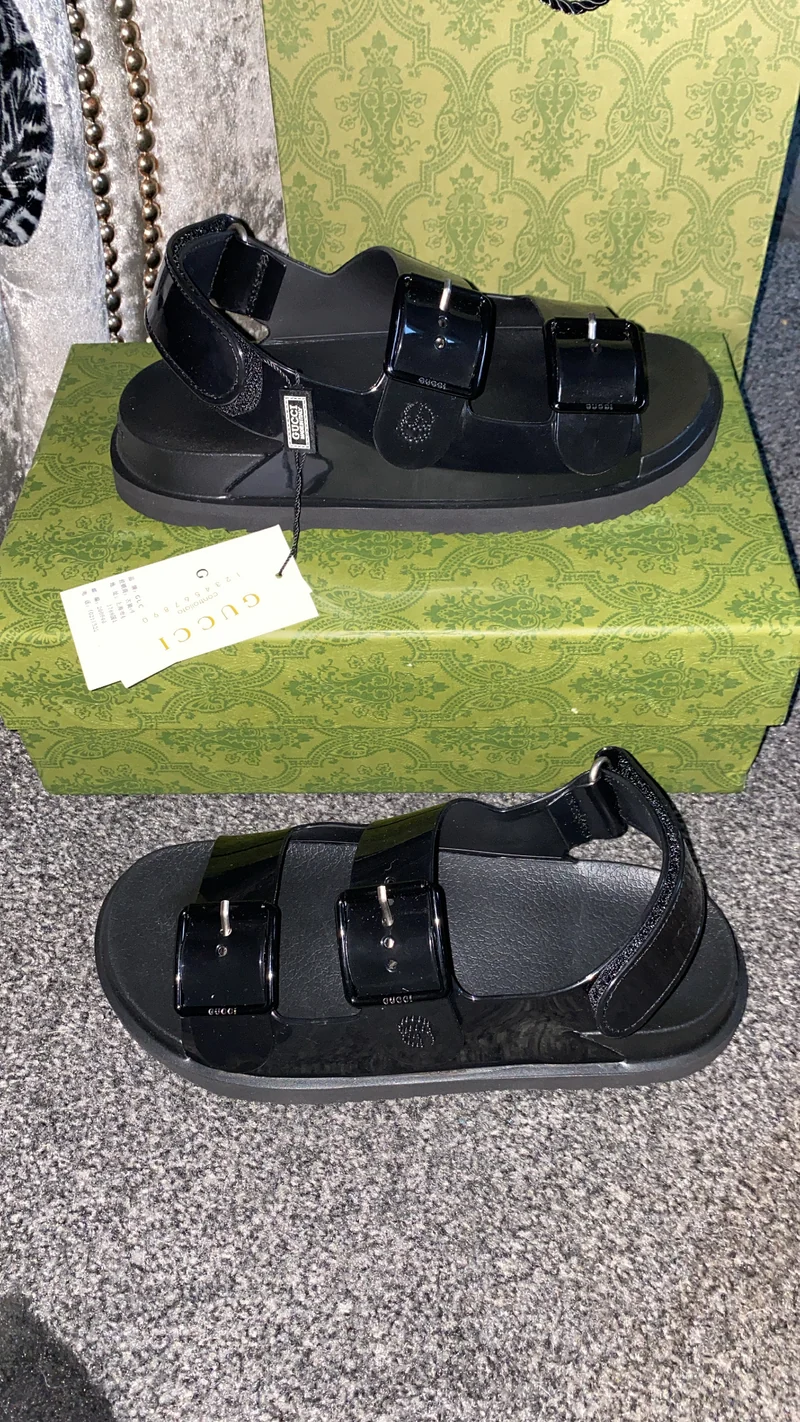 Black G Strapped Sandals