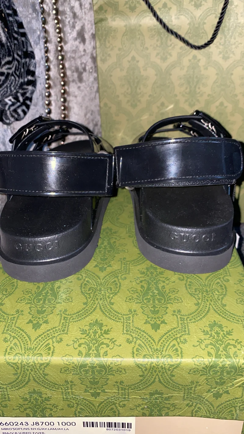 Black G Strapped Sandals