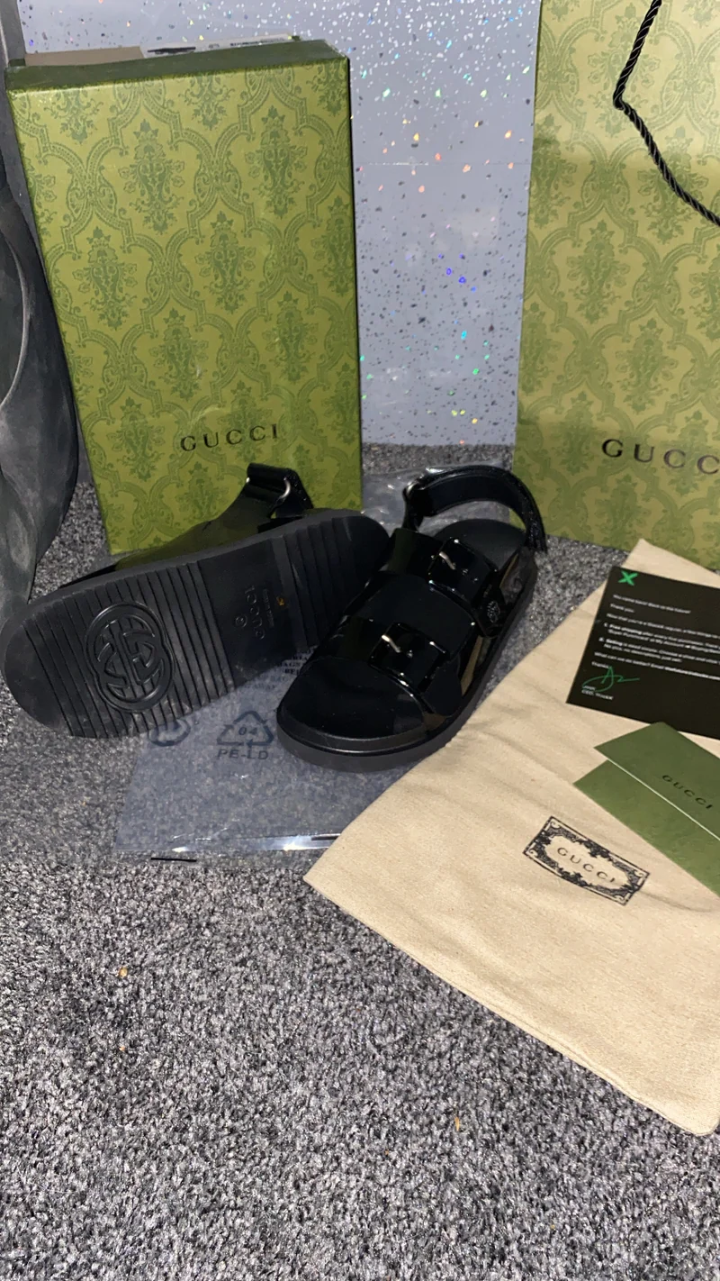 Black G Strapped Sandals