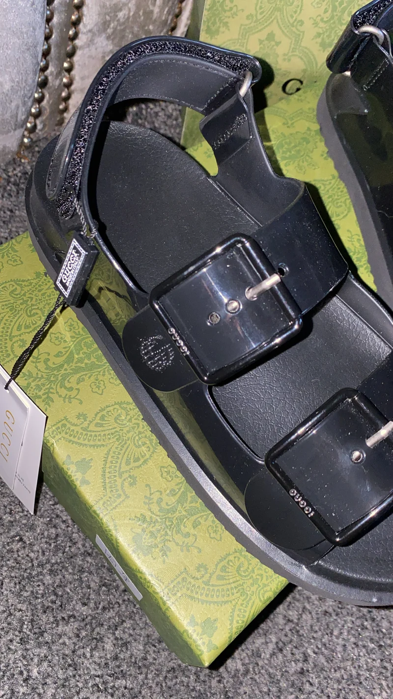 Black G Strapped Sandals