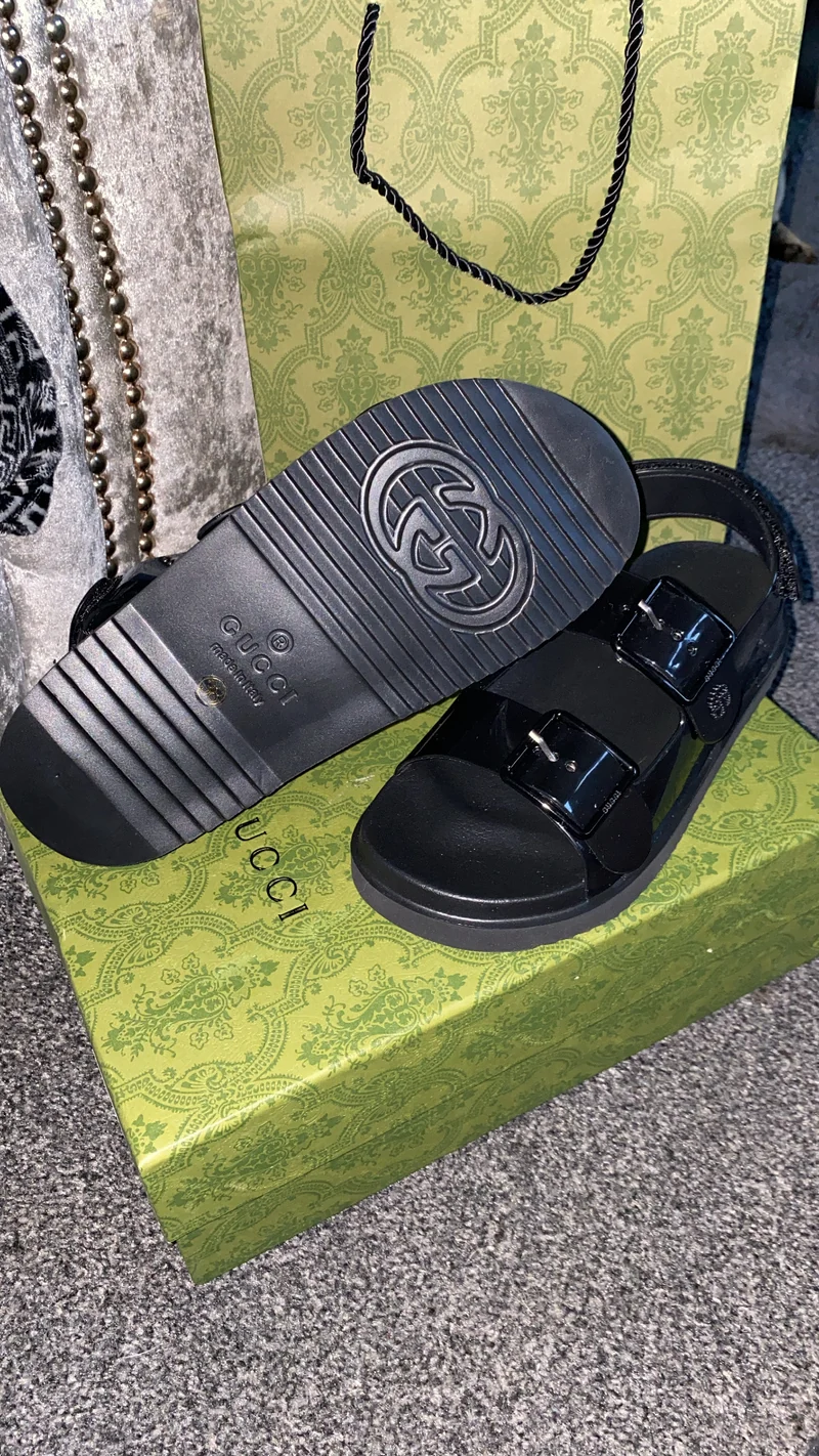 Black G Strapped Sandals