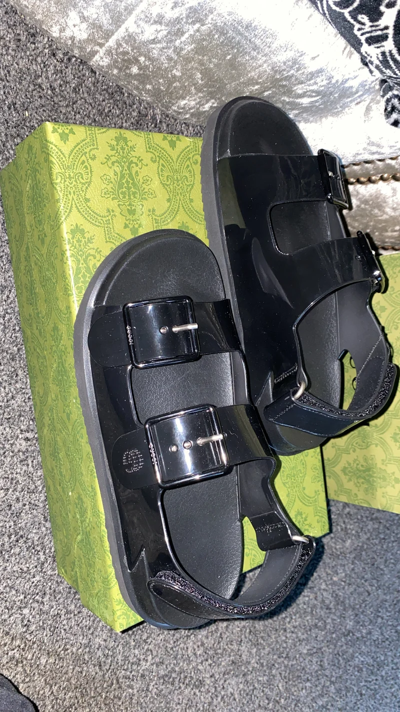 Black G Strapped Sandals