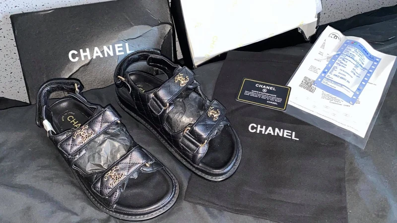 Black C Strapped Sandals