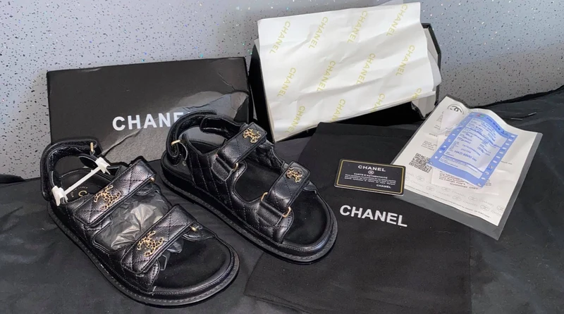 Black C Strapped Sandals
