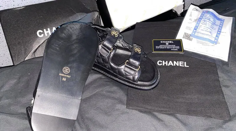 Black C Strapped Sandals