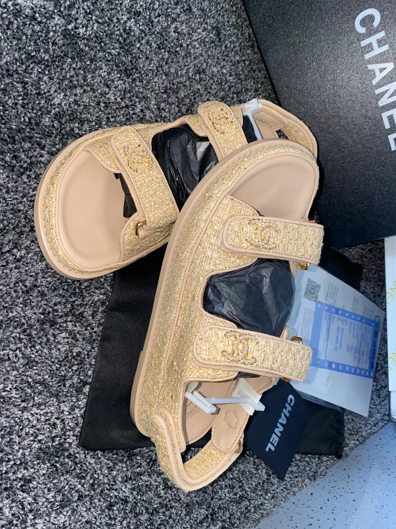 Beige C Strapped Sandals