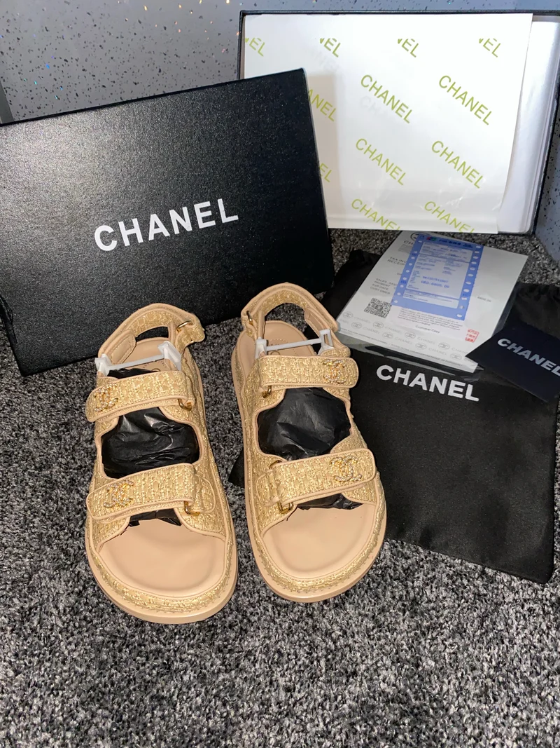 Beige C Strapped Sandals