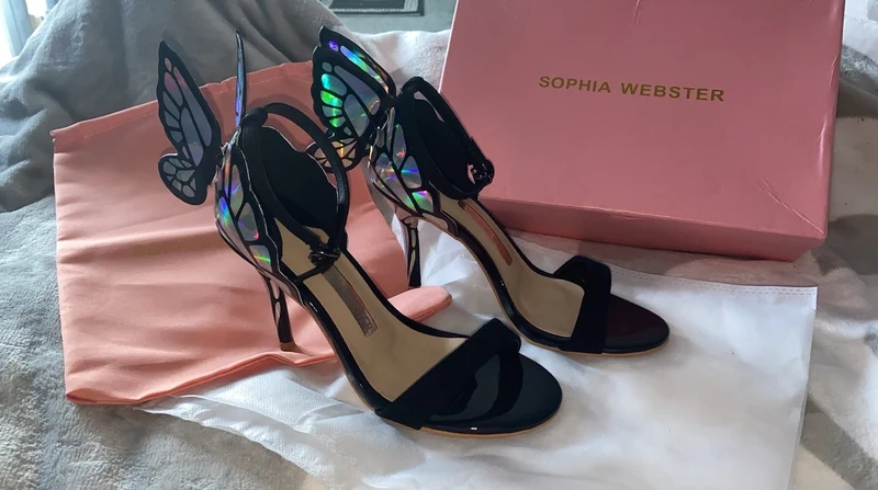 Black & Silver Butterfly Heels