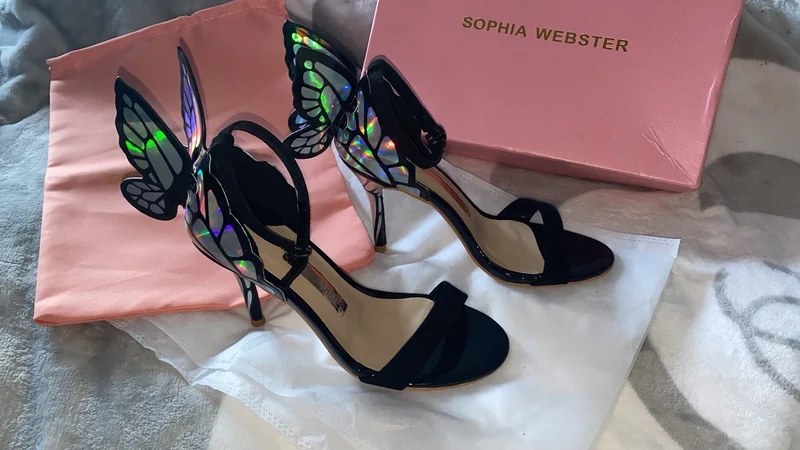 Black & Silver Butterfly Heels