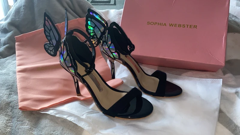 Black & Silver Butterfly Heels