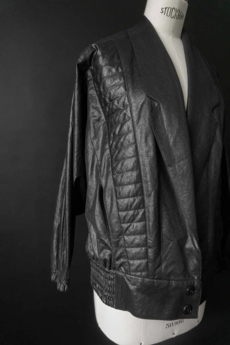 Vintage Blousonjacke Schwarz, M–L