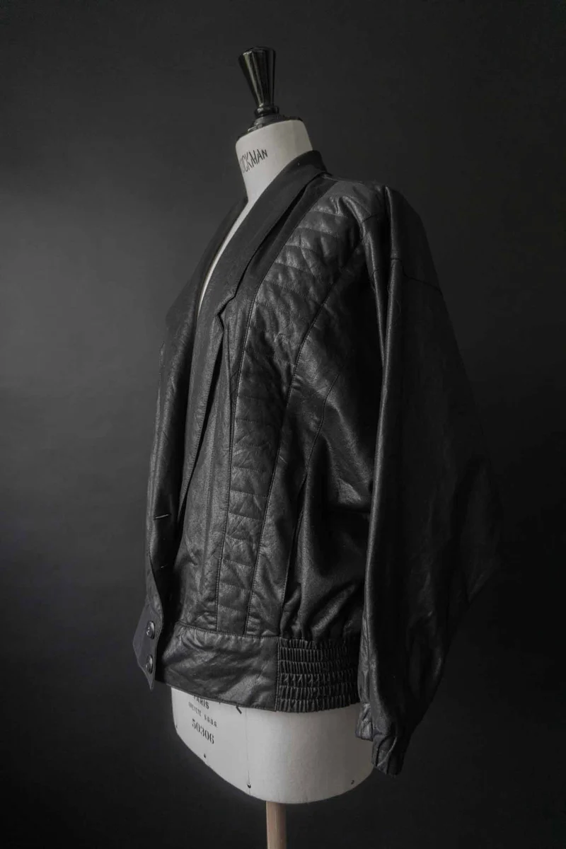 Vintage Blousonjacke Schwarz, M–L