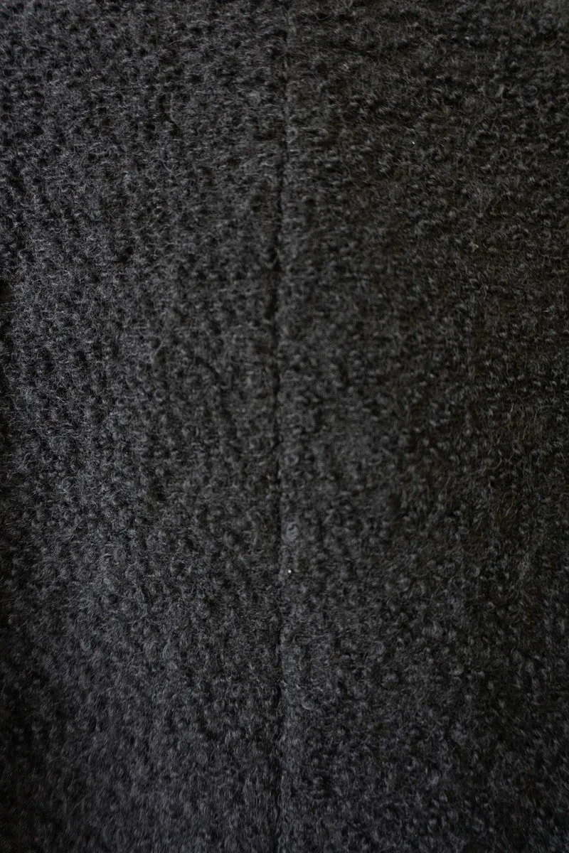 Vintage Boucle Mantel, Schwarz, M–L