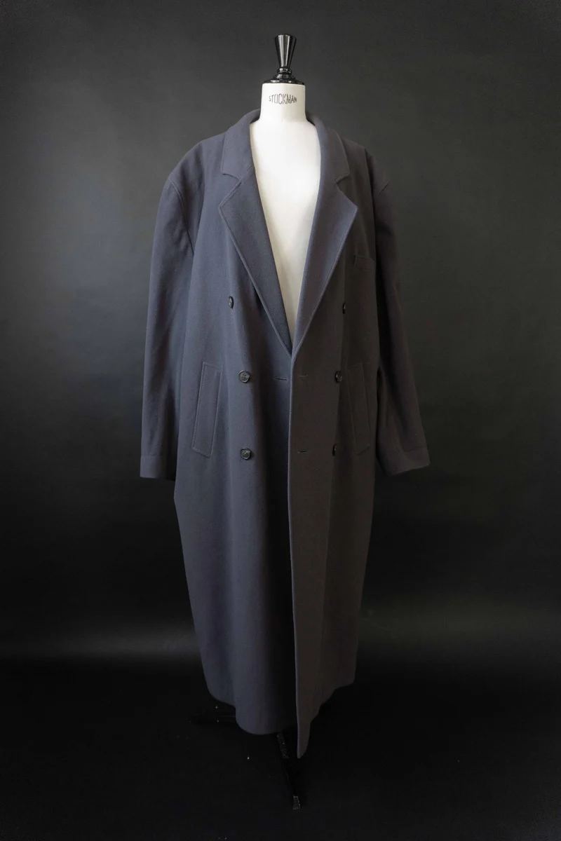 Vintage oversized Mantel Kaschmir Taubenblau, M–XL