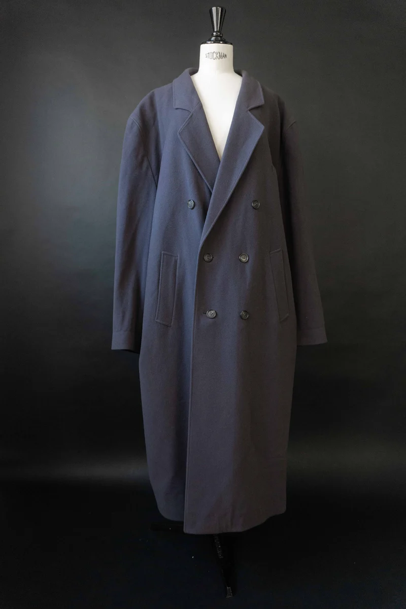 Vintage oversized Mantel Kaschmir Taubenblau, M–XL