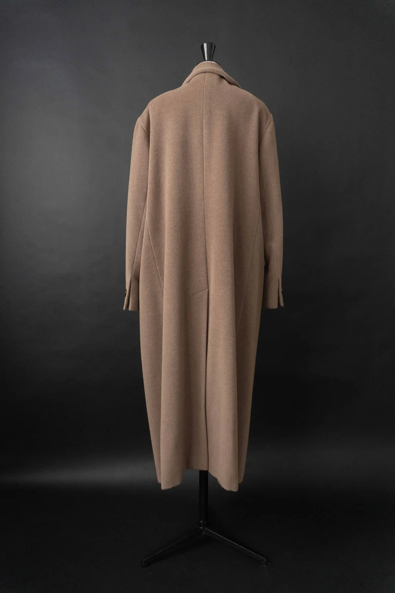 Vintage Mantel Beige Wolle Angora, M–L