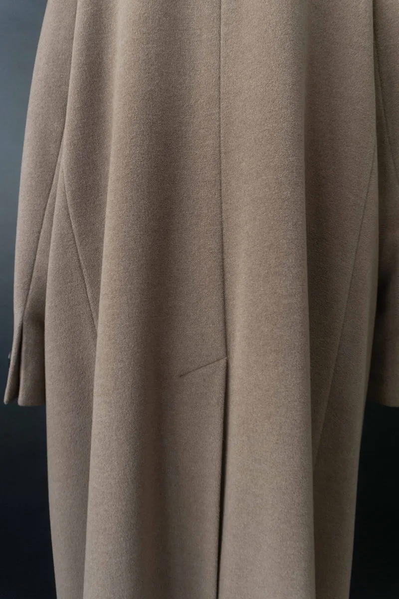Vintage Mantel Beige Wolle Angora, M–L