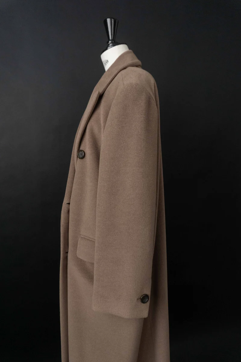 Vintage Mantel Beige Wolle Angora, M–L