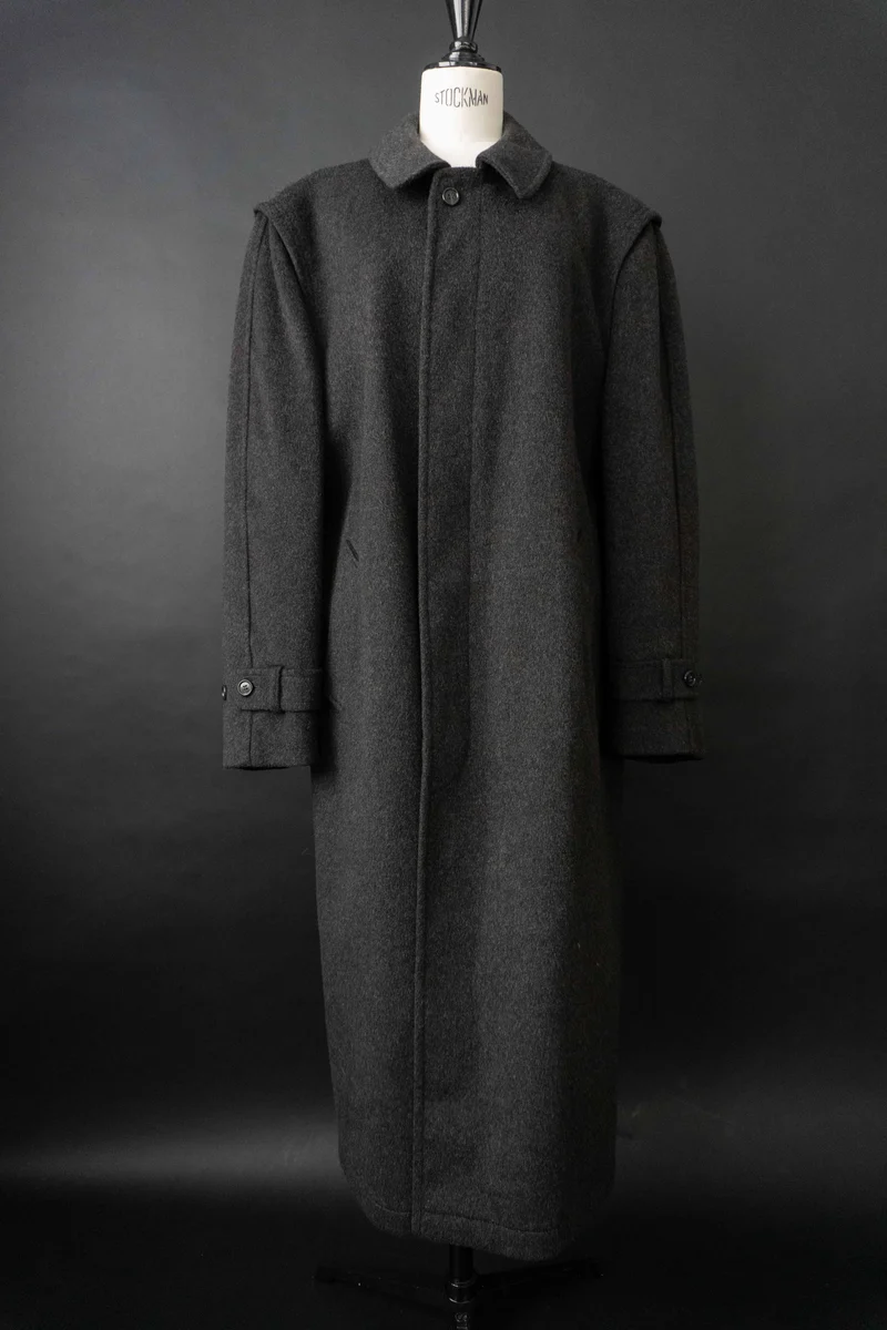 Vintage 80s Wollmantel Anthrazit, M–L