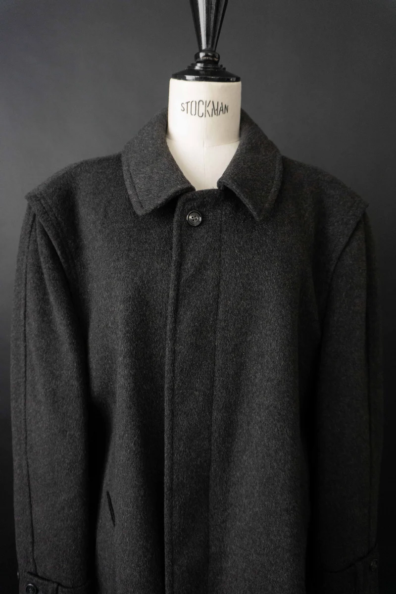 Vintage 80s Wollmantel Anthrazit, M–L