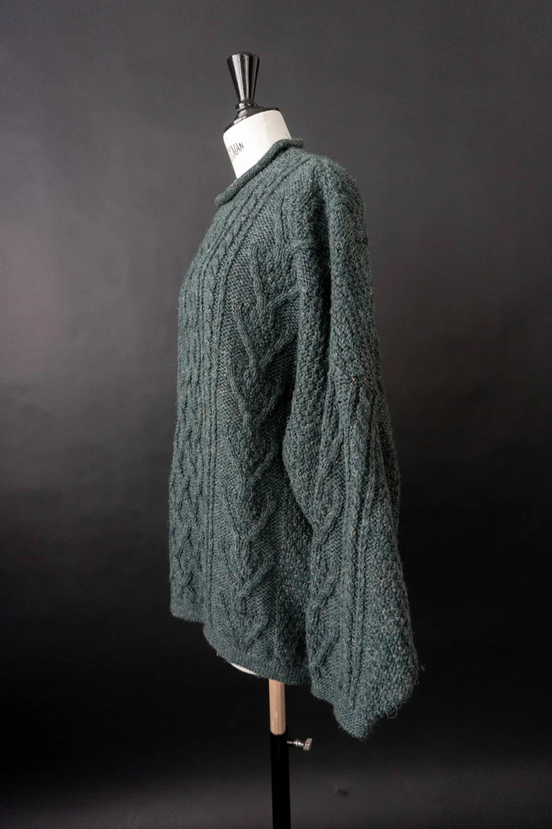 Vintage Wollpullover Zopfmuster oversized, M–XL