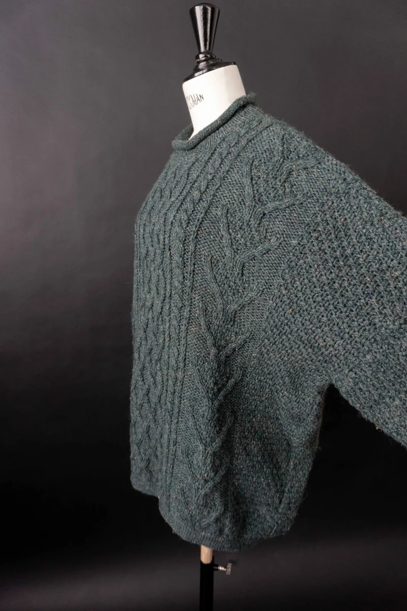 Vintage Wollpullover Zopfmuster oversized, M–XL