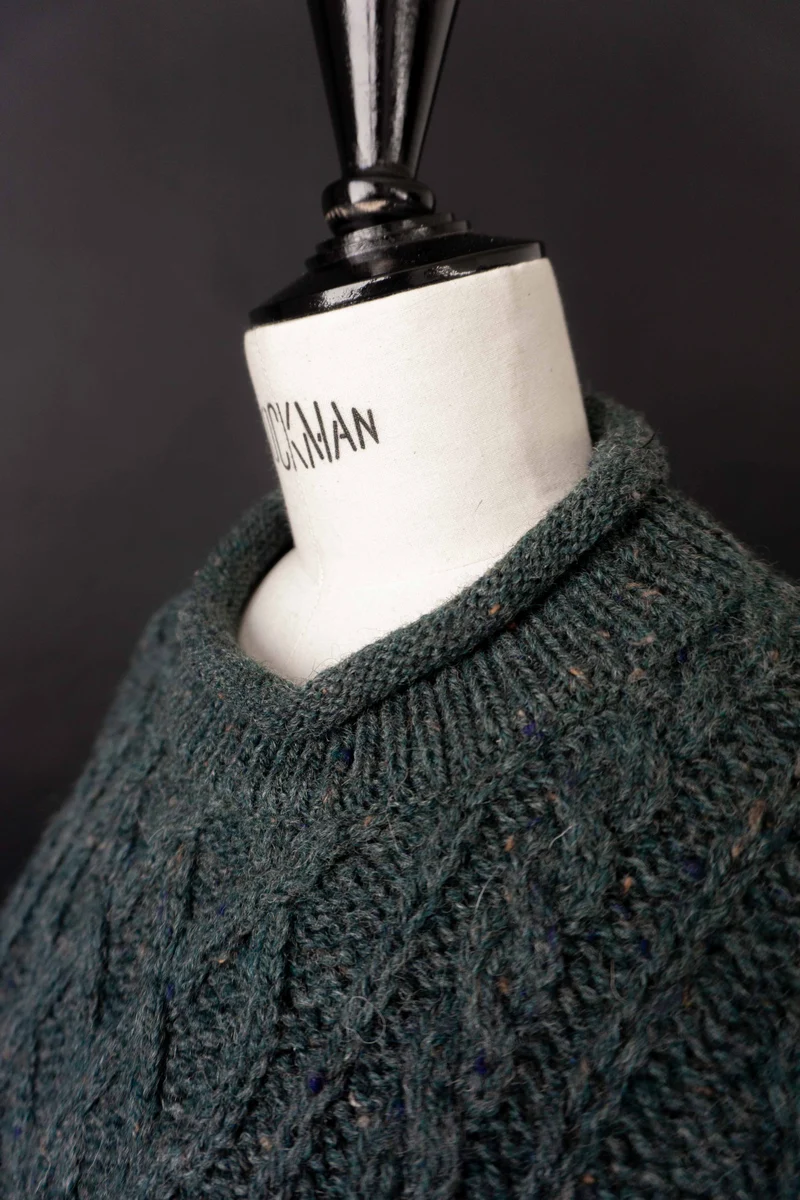 Vintage Wollpullover Zopfmuster oversized, M–XL