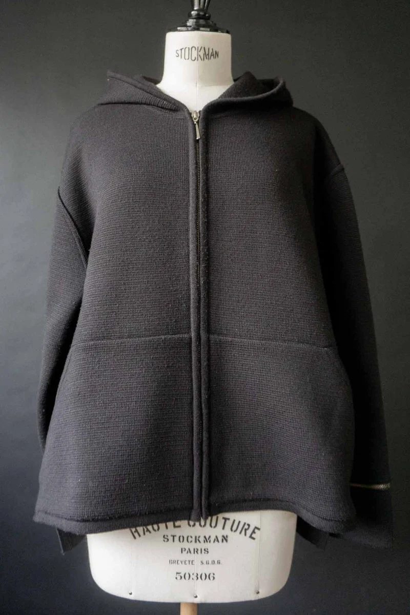 Vintage 90s Oversized Knit Zip Hoodie, M–L