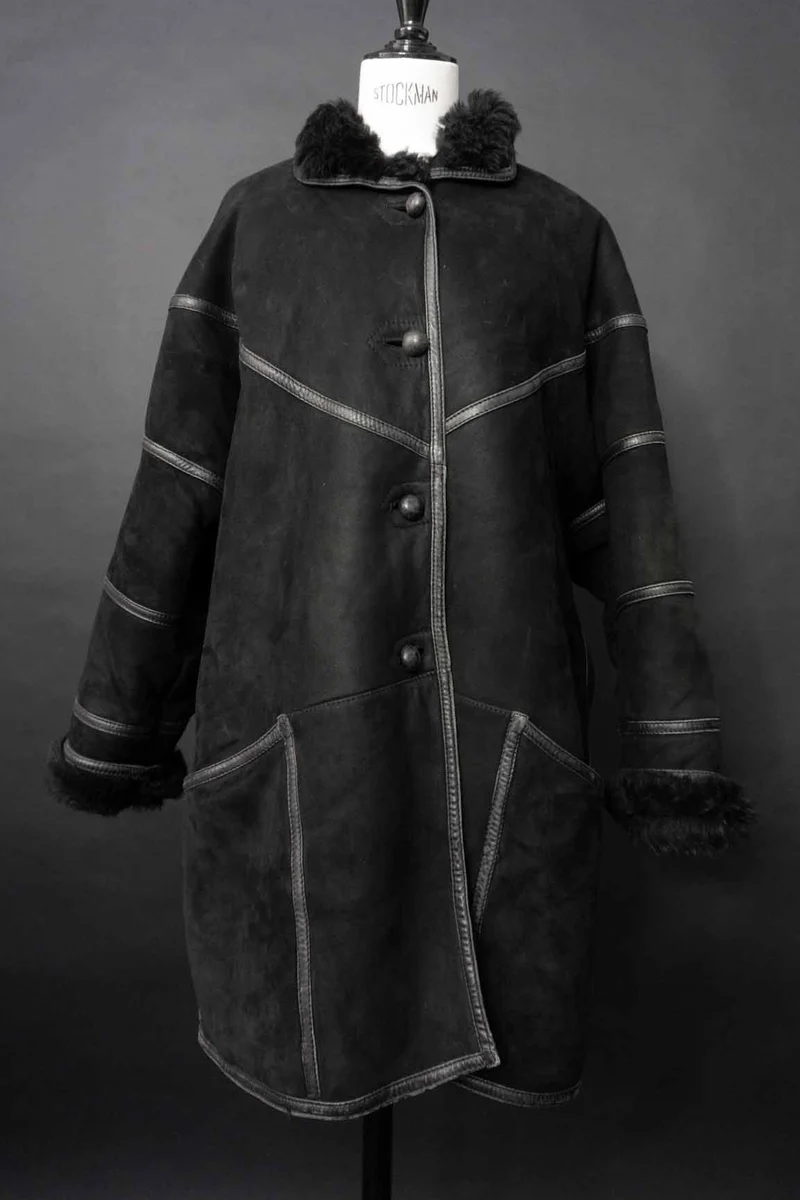 Vintage 80s Shearling Mantel, M–L