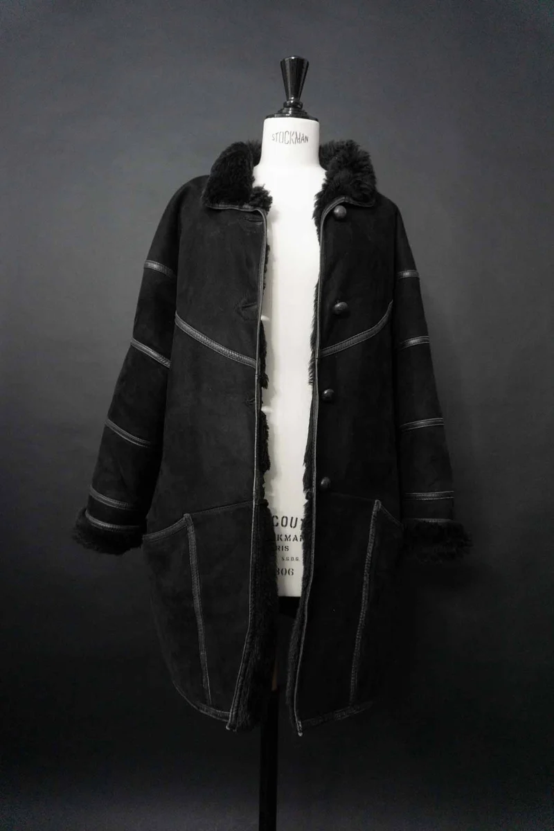 Vintage 80s Shearling Mantel, M–L
