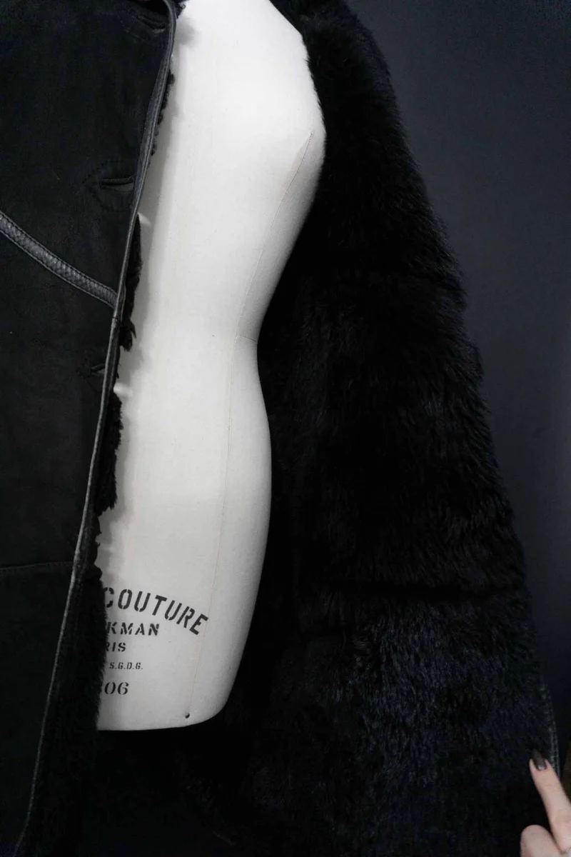 Vintage 80s Shearling Mantel, M–L