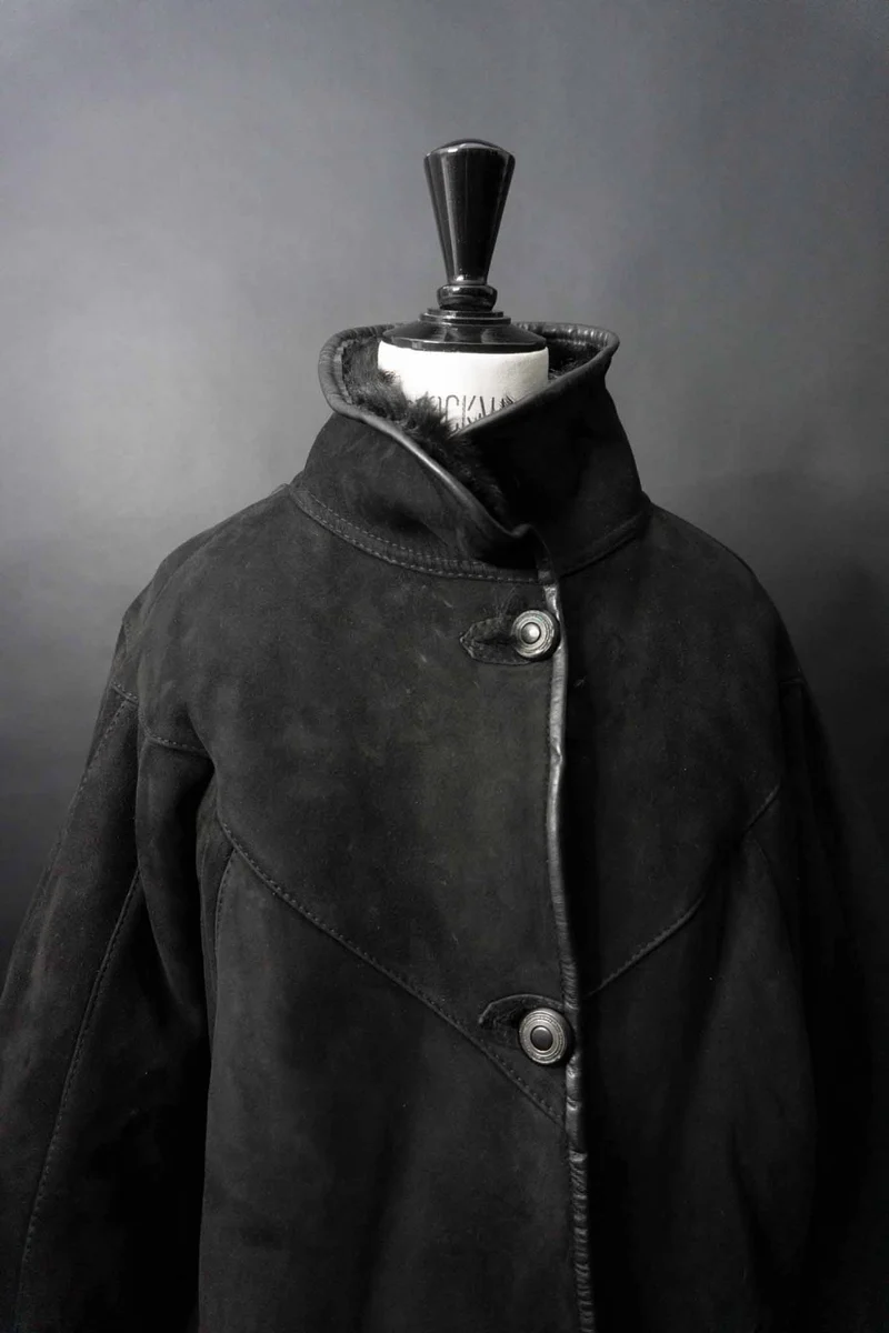 Vintage 80s Lammfellmantel Batwing, M–L